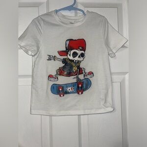 Skater Skull Kids T-Shirt - White and Red